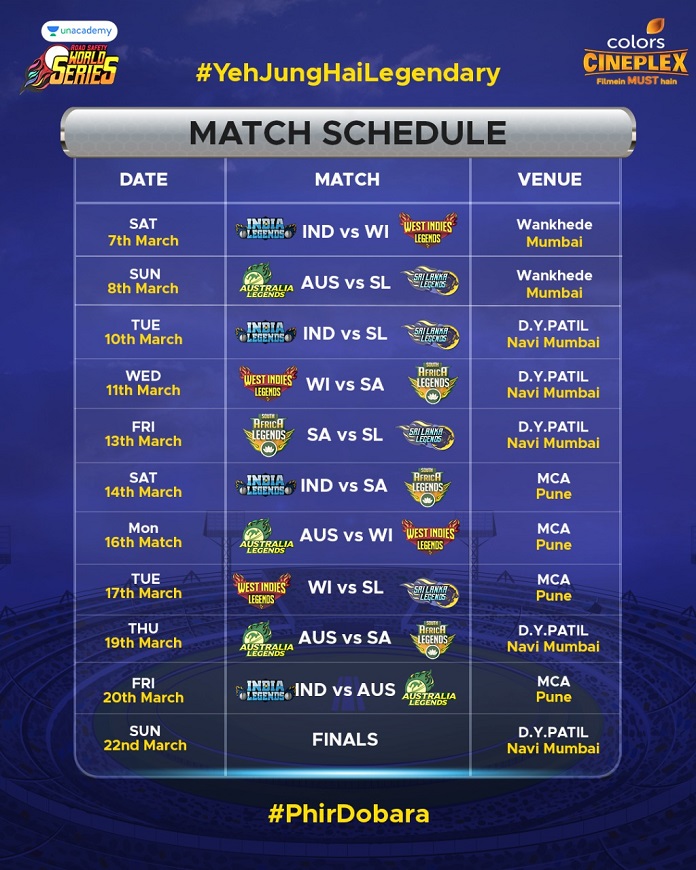 Live Streaming Road Safety World Series Tata Sky Channel Road