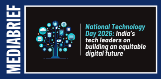 Medialbrief banner with a vertical 'MEDIABRIEF' label and a black panel featuring a blue digital tree and the headline about National Technology Day 2026.