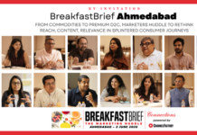 BreakfastBrief Ahmedabad: From commodities to premium D2C, marketers huddle to rethink reach, content, relevance in splintered consumer journeys Banner for BreakfastBrief Ahmedabad media briefing with a grid of speaker headshots, 'MEDIA BRIEF' on the left, and Ahmedabad event date (3 June 2026).