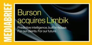 News graphic announcing Burson acquires Limbik, highlighting in-house predictive intelligence for clients and the future.
