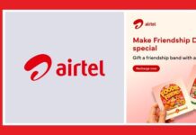 Airtel turns prepaid recharges into Friendship Day greetings with digital band feature Mediabrief banner with Airtel logo and a Friendship Day promo on the right side.