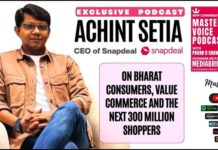 MVP podcast: Snapdeal CEO Achint Setia on Bharat consumers, value commerce and the next 300 million shoppers Achint Setia, CEO of Snapdeal, sits in a brown jacket on a banner promoting an exclusive podcast about Bharat shoppers and the next 300 million buyers.