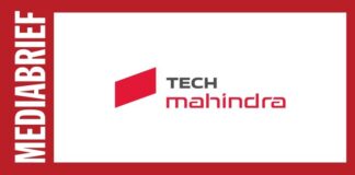 Branding image showing Tech Mahindra logo on a white panel with a red border and 'MEDIA BRIEF' along the left edge.